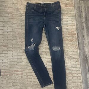 Hollister Dark Blue Distressed Skinny Jeans